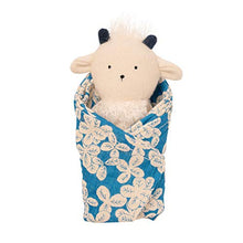 Load image into Gallery viewer, Manhattan Toy Embroidered Plush Goat Baby Rattle + Soft Cotton Burp Cloth, 16 x 16 Inches