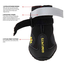 Load image into Gallery viewer, QUMY Dog Boots Waterproof Shoes for Large Dogs with Reflective Straps Rugged Anti-Slip Sole Black 4PCS / Set (Size 7: 2.8''x3.2(W*L) for 63-75 lbs, Black)