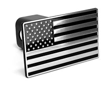 Load image into Gallery viewer, eVerHITCH US American Black & Chrome Flag Emblem Trailer Metal Hitch Cover Fits 2" Receivers