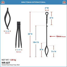 Load image into Gallery viewer, Minuteman International Rope Handle Single Tool, Fireplace Tongs, Standard 28-in, Black