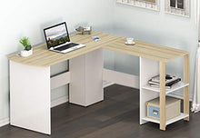 Load image into Gallery viewer, SHW Cyrus L Desk with Shelves, Oak
