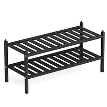 Load image into Gallery viewer, Qompaxs 2 Tier Shoe Rack Organizers, Premium Shoe Organizer or closet storage shelf, Perfect shoe rack for Entryway, Shoe Cubby, Bathroom, Hallway, Closet or Living Room (Black)
