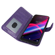 Load image into Gallery viewer, Harryshell Kickstand Flip PU Leather Wallet Case with Card Slots Wrist Strap Floral Flower Cover for T-Mobile Revvl 4 Plus Revvl 4+ (Not fit REVVL 4 / REVVL 5G)(Purple)