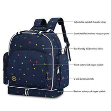 Load image into Gallery viewer, QIMIAOBABY Diaper Bag Smart Organizer Waterproof Travel Diaper Backpack Handbag with Changing Pad (Blue Flowers)