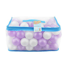 Load image into Gallery viewer, Lightaling 100pcs White & Purple Ocean Balls & Pit Balls Soft Plastic Phthalate & BPA Free Crush Proof - Reusable and Durable Storage Mesh Bag with Zipper