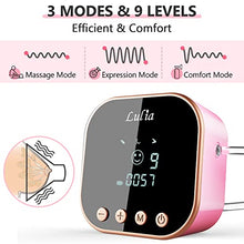 Load image into Gallery viewer, Double Electric Breast Pump with 10 Breastmilk Storage Bags, 2 Flanges and Milk Extractor, Breastfeeding Pump with 3 Modes, 9 Levels, Portable Breast Pump Strong Suction Power, Quiet, Pain Free(Pink)