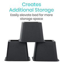 Load image into Gallery viewer, Vive Heavy Duty Bed Risers - Furniture Frame Lift Stilts for College Dorms Room - Leg Extension Elevator - Stackable Platform Blocks for Couch, Chair, Bunk Bedpost (8-Pack (5 Inch, 3 Inch))