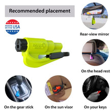 Load image into Gallery viewer, Resqme Family Pack of 3 with accessories, The Original Emergency Keychain Car Escape Tool, 2-in-1 Seatbelt Cutter and Window Breaker, Made in USA, Blue, Orange, Yellow