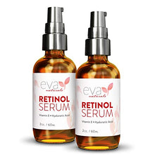 Load image into Gallery viewer, Eva Naturals Retinol Serum for Face with Hyaluronic Acid, Vitamin E & Organic Aloe - Retinol Face Serum that Reduce Wrinkles, Fine Lines & Dark Spots - Vitamin A, Anti Aging Serum (Double Sized 2oz Bottle), 2 Pack
