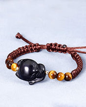 Load image into Gallery viewer, Jewever Fox Bracelet Obsidian with Tiger Eye Handmade Healing Energy Crystal Gifts for Women