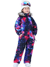 Load image into Gallery viewer, SNBOCON Kids Waterproof Colorful One Piece Coveralls Ski Suits Snowsuits Winter Jumpsuits Snowboarding (150cm,Star)