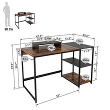 Load image into Gallery viewer, Nost & Host Computer Desk with Storage Shelves and Free Large Monitor Stand, Sturdy Wooden Modern Industrial Home Office PC Laptop Study Writing Table Workstation, 47.2 inches, Rustic Brown and Black