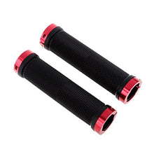 Load image into Gallery viewer, Kework Bike Grips, Double Locking Bike Bicycle Mountain Bike Handlebar Grips, Include 2 Handlebar Caps, Aluminum Alloy Lock Ring (Red)