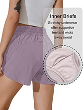 Load image into Gallery viewer, BMJL Women's Running Shorts Elastic High Waisted Shorts Pocket Sporty Workout Shorts Quick Dry Athletic Shorts Pants(L,Purple)
