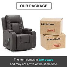 Load image into Gallery viewer, ComHoma Recliner Chair Massage Rocker with Heated Modern PU Leather Ergonomic Lounge 360 Degree Swivel Single Sofa Seat with Drink Holders Living Room Chair Brown
