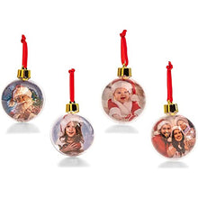 Load image into Gallery viewer, Clear Christmas Picture Frames, Ball Ornaments (3 x 3.9 Inches, 4 Pack)