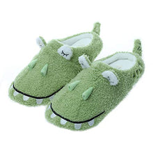 Load image into Gallery viewer, Millffy Cute Crocodile Plush Slippers Japanese Girl Plush sea Animal Soft Bottom Indoor Home Flat Floor Shoes (5-6 Women/3-4 Men, Crocodile)