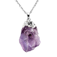 Load image into Gallery viewer, Top Plaza Reiki Healing Crystal Stone Pendant Necklace Irregular Natural Raw Amethyst Gemstone Necklaces for Womens