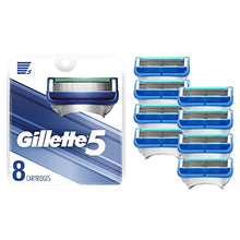 Load image into Gallery viewer, Gillette5 Mens Razor Blade Refills, 8 Count, Lubrastrip for a More Comfortable Shave
