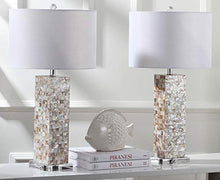 Load image into Gallery viewer, Safavieh Lighting Collection Jacoby Cream Shell 29-inch Bedroom Living Room Home Office Desk Nightstand Table Lamp (Set of 2) - LED Bulbs Included