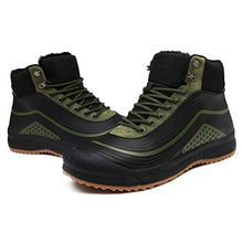 Load image into Gallery viewer, ulogu Men's Snow Boots Waterproof Fur Lined Booties Non-Slip Lightweight Winter Shoes, Green/Black, 10 M US