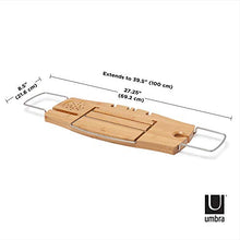 Load image into Gallery viewer, Umbra Aquala Bathtub Tray Extendable, Bamboo Luxury Bath Caddy, 71.1 x 21.6 x 3.8 cm, Natural