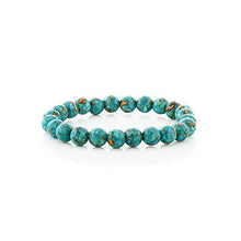 Load image into Gallery viewer, Gem Stone King Stunning Round 8MM Blue Green Simulated Turquoise Round Stretchy Bracelet