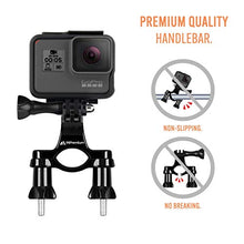 Load image into Gallery viewer, Bicycle Bike Handlebar Mount Adapter for GoPro Hero (2018) Fusion Session Black Silver 7 6 5 4 3 2 1 + EK7000 Sjcam Seatpost Pole Clamp + 3 Way Adjustable Pivot Arm for Action Cameras by MiPremium