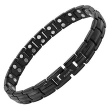 Load image into Gallery viewer, MagnetRX® Women's Ultra Strength Magnetic Therapy Bracelet - Arthritis Pain Relief & Carpal Tunnel Titanium Magnetic Bracelets for Women - Adjustable Length with Sizing Tool (Black)