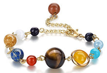 Load image into Gallery viewer, Fesciory Women Solar System Bracelet Universe Galaxy The Eight Planets Guardian Star Natural Stone Beads Bracelet Bangle for Men(Gold(Adjustable))