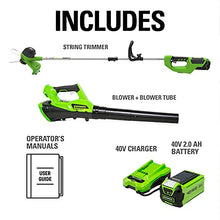 Load image into Gallery viewer, Greenworks 40V Cordless String Trimmer and Leaf Blower Combo Kit, 2.0Ah Battery and Charger Included