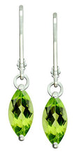 Load image into Gallery viewer, RB Gems Sterling Silver 925 Earrings GENUINE GEMS (LONDON BLUE TOPAZ, PERIDOT) 2 Cts, RHODIUM-PLATED Finish DANGLING Style (peridot)