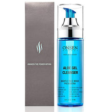 Load image into Gallery viewer, Onsen Japanese Aloe Vera Face Wash - Premium Nightly Facial Cleanser for Makeup Removal, Heals Dry & Sensitive Skin, Hyaluronic Acid, Curry Leaf Oil, Vitamin C & E, Gel Cleanser - 5.6 fl oz/165 ml
