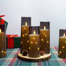 Load image into Gallery viewer, kakoya Flameless LED Candles with Timer 9 Pc Flickering Flameless Candles for Romantic Ambiance and Home Decoration Durable Acrylic Shell,with Embedded Star String,Battery Operated Candles(Grey)