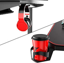 Load image into Gallery viewer, VIT 44 Inch Ergonomic Gaming Desk, T-Shaped Office PC Computer Desk with Full Desk Mouse Pad, Gamer Tables Pro with USB Gaming Handle Rack, Stand Cup Holder&Headphone Hook (44 inch, Black)