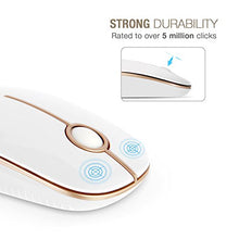 Load image into Gallery viewer, Jelly Comb 2.4G Slim Wireless Mouse with Nano Receiver Less Noise, Portable Mobile Optical Mice for Notebook, PC, Laptop, Computer, MacBook - White and Gold