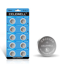 Load image into Gallery viewer, CELEWELL 10 Pack CR2032 Battery CR2032H 230mAh 3 Volt Lithium Battery 2032 ECR2032 Coin Button Cell -Not for Thermometer 【5-Year Warranty】