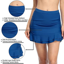 Load image into Gallery viewer, Hilor Women's Tankini Swimsuits Skirted Bikini Bottom Tummy Control Bathing Suits Bottom High Waisted Swim Skirt Blue 18
