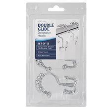 Load image into Gallery viewer, Maytex Shower Curtain Hooks Rust-Resistant Metal Double Roller Glide, Rings for Bathroom, Set of 12, Chrome