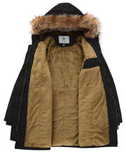 Load image into Gallery viewer, WenVen Women's Winter Fleece Hooded Cotton Military Jacket Outerwear (Black, S)