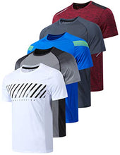 Load image into Gallery viewer, 5 Pack Men’s Active Quick Dry Crew Neck T Shirts | Athletic Running Gym Workout Short Sleeve Tee Tops Bulk (Edition 2, Large)