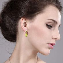 Load image into Gallery viewer, Gem Stone King 11.64 Ct Oval Checkerboard Yellow Lemon Quartz Green Simulated Tsavorite 18K Yellow Gold Plated Silver Earrings