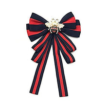 Load image into Gallery viewer, Fashion Red Ribbon Big Bowknot Brooch Pins 2018 For Woman Rhinestones Crystal Tie Collar Jewelry Accessories (Black)