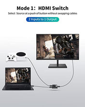 Load image into Gallery viewer, HDMI Switch 4K 60Hz HDMI Splitter FAKAIL HDMI 2.0 Switcher 2 in 1 Out & 1 in 2 Out Bi-Directional HDMI Splitter Support 4K 3D HDR for Xbox PS4 Blu-Ray Player Fire Stick Roku HDTV Monitor
