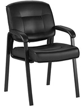 Load image into Gallery viewer, AmazonBasics Classic Leather Office Desk Guest Chair with Metal Frame, Black