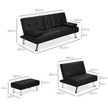 Load image into Gallery viewer, Best Choice Products Faux Leather Upholstery 3-Piece Modular Modern Living Room Sofa Sectional Furniture Set w/Convertible Single & Double Seat Futon Beds, Ottoman, Reclining Backrests - Black