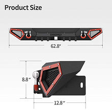 Load image into Gallery viewer, OEDRO Rear Bumper Compatible with 2018-2022 Jeep Wrangler JL & Unlimited JLU (2/4 Doors), Rock Crawler Full Width Bumper with Hitch Receiver & 2 x D-Rings