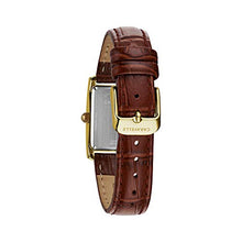 Load image into Gallery viewer, Caravelle Dress Quartz Ladies Watch, Stainless Steel with Brown Leather Strap, Gold-Tone (Model: 44L234)