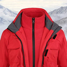 Load image into Gallery viewer, xiaokeai 3 in 1 Men's Hooded Mountain Windbreaker Waterproof Ski Jacket Deep Blue/Red Outdoor Warm Winter Snow Coat Rain Jacket Large Long (Color : Red, Size : XXXL)