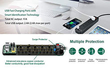 Load image into Gallery viewer, SUPERDANNY USB Surge Protector Power Strip Mountable Extension Cord Multiple Protection 5 Outlet 3 USB Port with Hook & Loop Fastener for iPhone iPad PC Home Office Travel Black